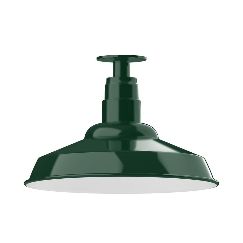 Montclair Lightworks FMB184-42 16" Warehouse shade, flush mount ceiling light, Forest Green